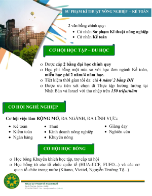 Cơ hội làm việc của sinh viên tốt nghiệp ngành kép: Sư phạm kỹ thuật nông nghiệp- kế toán